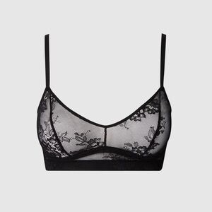 Understatement black floral lace balconette